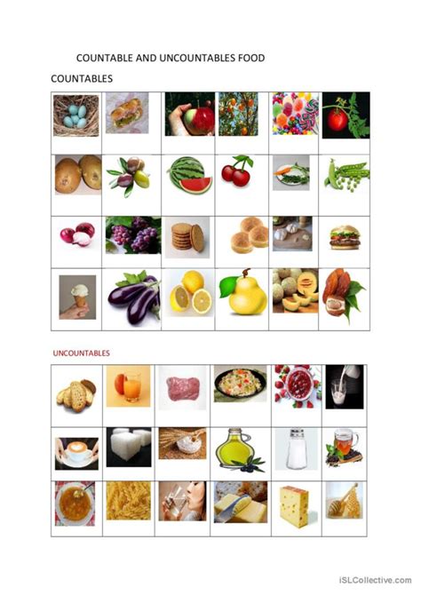 Countable And Uncountable Food English Esl Worksheets Pdf And Doc