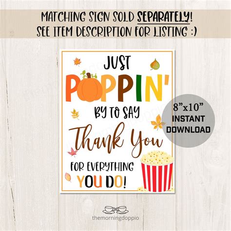 Printableeditable Just Poppin By To Say Thank You Etsy