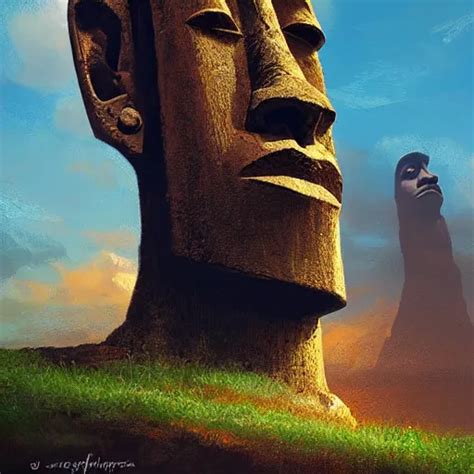 Gigachad as an Easter Island head, trending on, Stable Diffusion