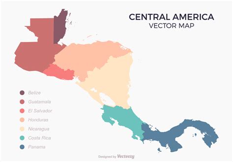 Central America Map With Colored Countries 146913 Vector Art at Vecteezy