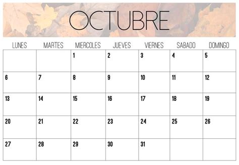 A Calendar With The Word October On It And Autumn Leaves In Front Of It