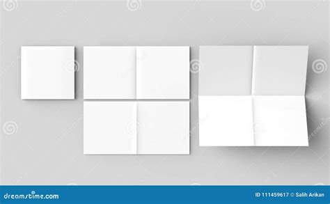 8 Page Leaflet French Fold Square Brochure Mock Up Isolated On Stock