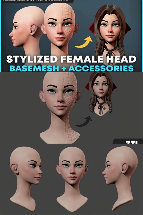 Artstation Stylized Female Head Basemesh Accessories Resources