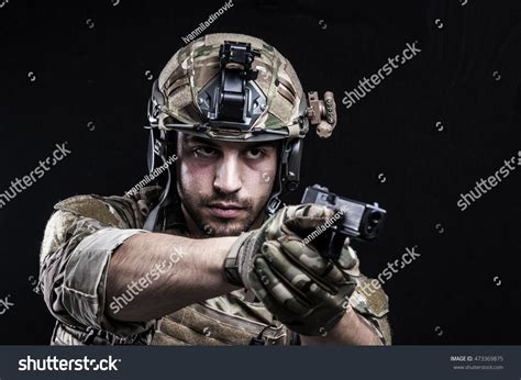Russian Special Forces On Black Background Stock Photo 473369875