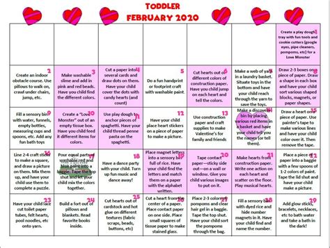 February Activity Calendar Learning With Es February Activity Kids