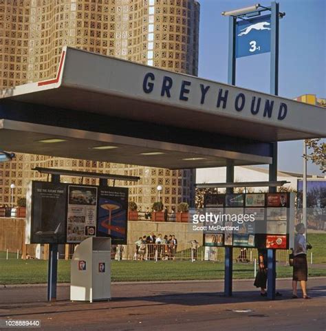 View Of A Greyhound Bus Stop At The Worlds Fair In Flushing Meadows