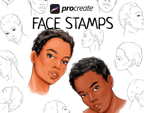 Procreate Face Stamps Black Woman Portrait Procreate Black Etsy Uk