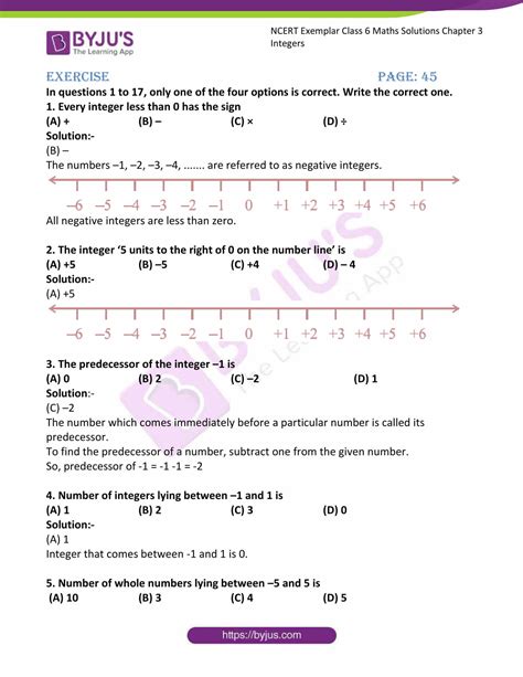 Ncert Exemplar Solutions For Class 6 Maths Chapter 3 Integers Click Here To Download Free Pdf