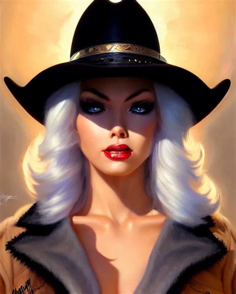 Ashe From Overwatch White Hair Black Cowboy Hat Stable Diffusion