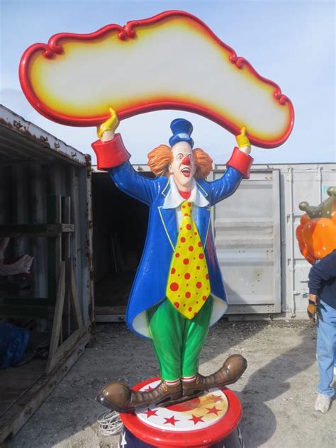 Vintage Animated Amusement Park Advertising Clown Obnoxious Antiques