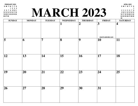 March 2023 Calendar Of The Month Free Printable March Calendar Of The