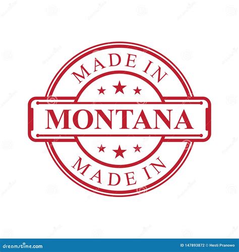 Made In Montana Label Icon With Red Color Emblem On The White