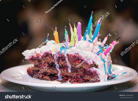 Birthday Cake Burned Candles Stock Photo Edit Now 726843895