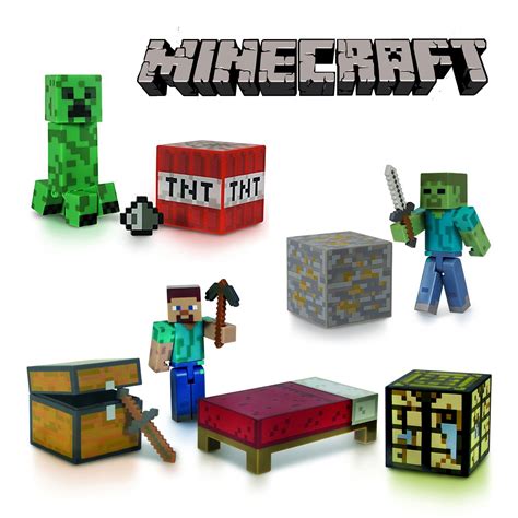Genuine Minecraft Toy Sets Zombie Creeper And Survival Packs 3 Inch