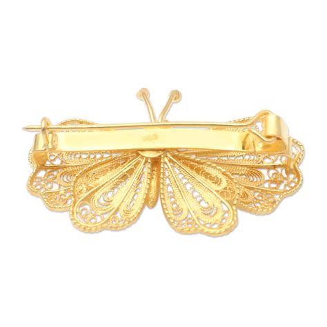 UNICEF Market Gold Plated Sterling Silver Butterfly Brooch