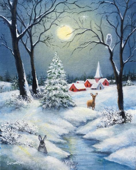 Christmas Winter Snow Scene Christmas Print Christmas Art Etsy