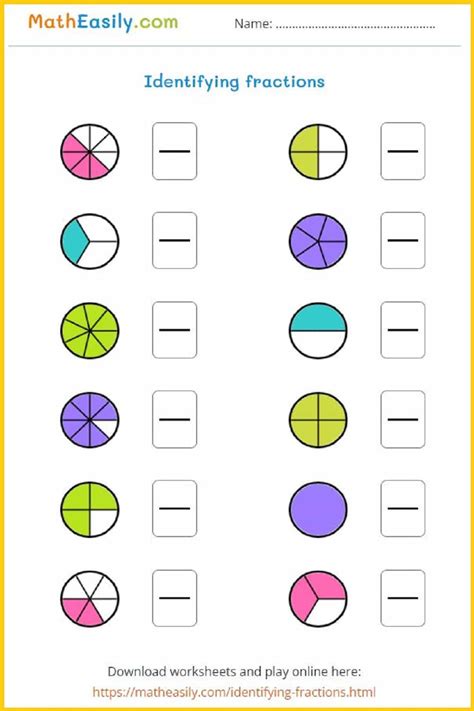 Identifying Fractions Worksheet Worksheets For Kindergarten