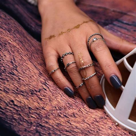 Specialty Ring Set Vintage Rings Punk Bijoux Rings Retro Jewellery