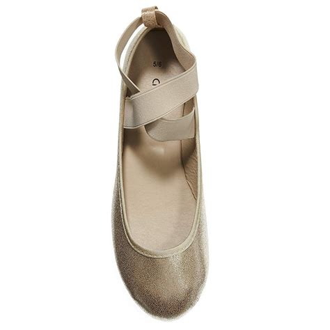 Womens Ballet Flats Size 9 10 Round Toe Metallic With Elastic Straps Slip On Shoes Pu Polyester