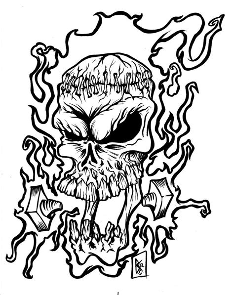 Flaming Skull Pages Coloring Pages
