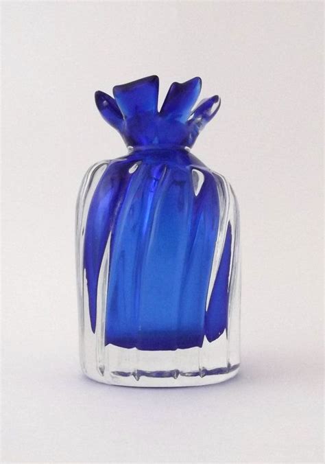 Skrdlovice Ladislav Oliva 8307 Cobalt Glass Crystal Vase Blue Art Czech Glass Reflective