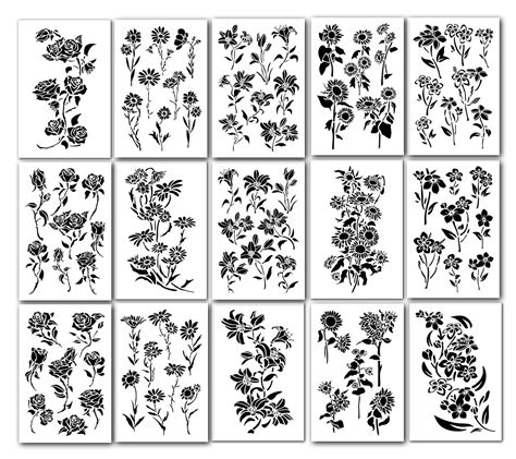 15 Large Flower Stencils For Wall Decore Painting Ubuy India