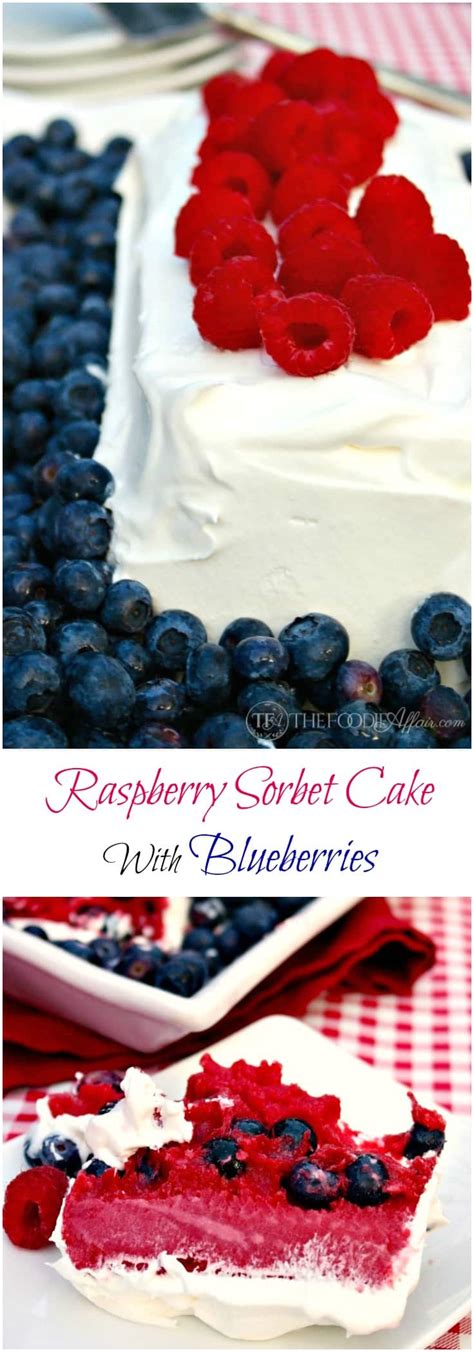 Raspberry Sorbet Cake With Blueberries