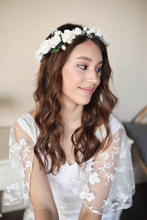 Wedding Flower Crown White Flower Crown Flower Crown For Etsy White