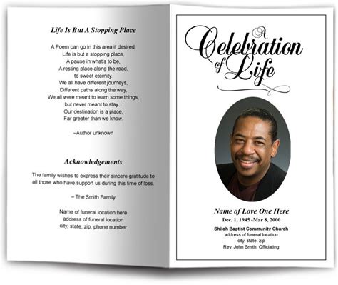 Classic Funeral Program Template Memorial Service Bulletin Templates