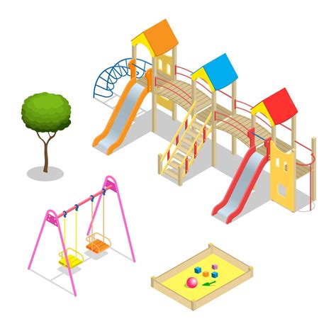 Premium Vector Playground Playground Slide Theme Elements Isometric