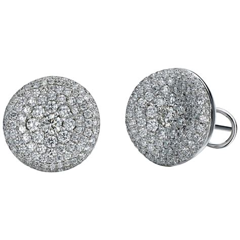 Round Brilliant Diamond Pave Earrings For Sale At 1stdibs