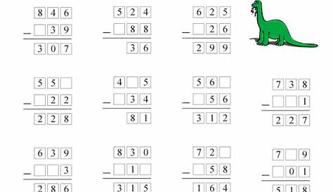 missing numbers in subtraction worksheet