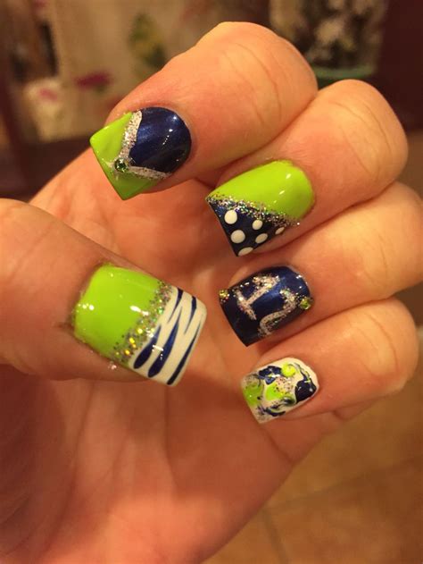 Seahawks Nails For Super Bowl Seahawks Nails How To Do Nails
