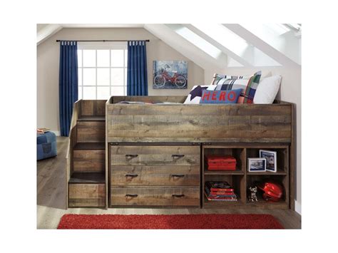 Tate Loft Bed W Stairs Bookcase And Drawer Storage Rotmans Loft
