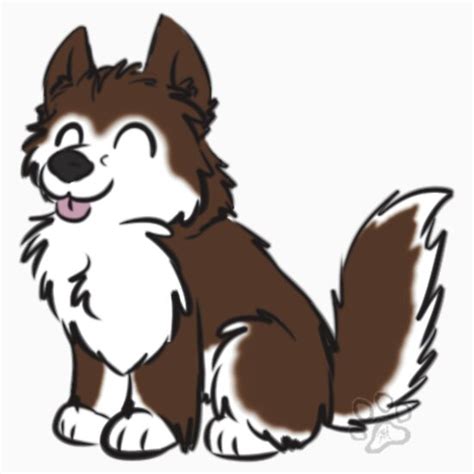 Brown Cartoon Cute Dog Husky Wuff Art Design
