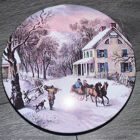 Currier And Ives Other Vintage Currier Ives Homestead Winter Tin