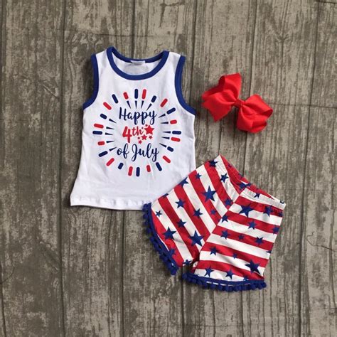 Baby Girls Summer Outfits Children Kids Happy 4th Of July Clothing Kids