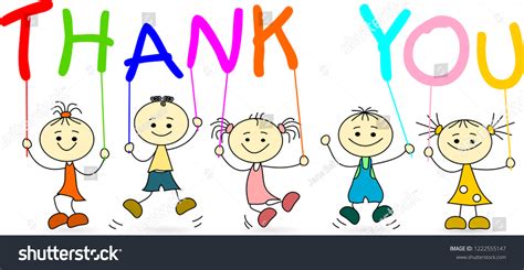 Five Kids Say Thank You ภาพประกอบสต็อก 1222555147 Shutterstock