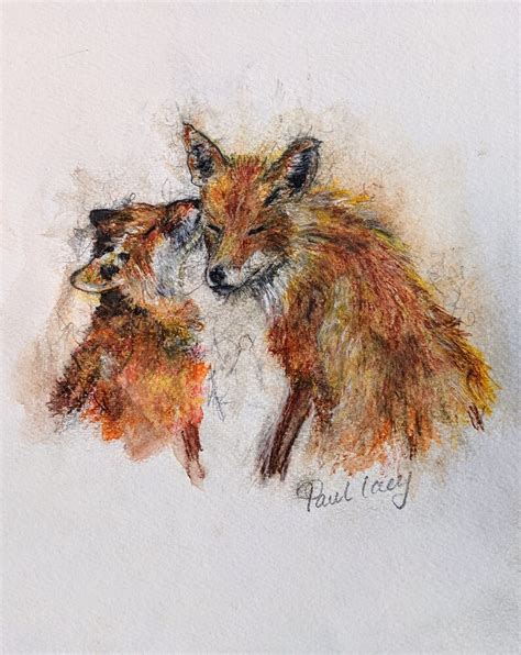 Mother Fox With Her Cub Print Fine Art Giclee Print Limited Etsy