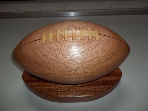 Actual Size Mahogany Trophy Football With Seams And Laces Woodworking