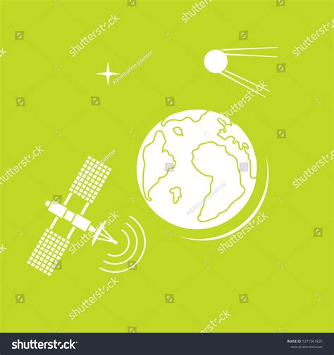 Planet Earth Satellite Orbital Station Vector Stock Vector Royalty