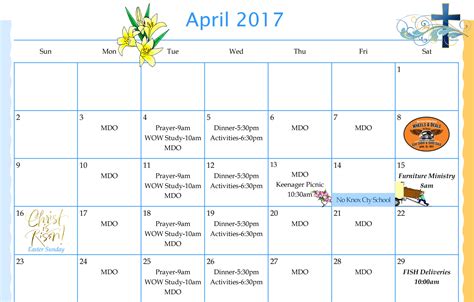 April Calendar — West Towne Christian Church