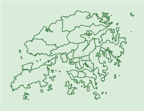 Hong Kong Map Vector Of Green Color Geometric Connected Lines Using