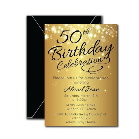 Editable 50th Birthday Invitation Template Elegant Birthday Invitation