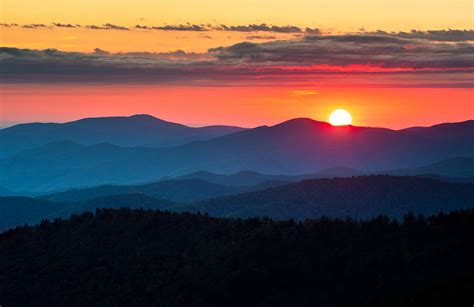 Sunset From Clingmans Dome Great Smoky Mountains Photograph By Dave