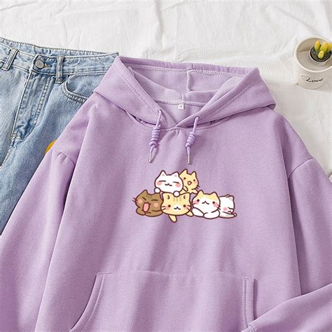Cat Harajuku Kawaii Anime Cotton Hoodie Girl Winter Korean Clothes