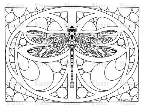 Coloring Page Dragonfly Printable Symmetrical Coloring Etsy