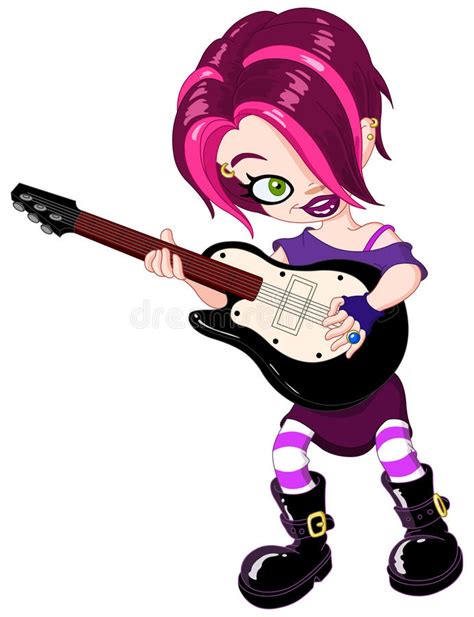 Rock Star Girl Playing Guitar Stock Vector Illustration Of People