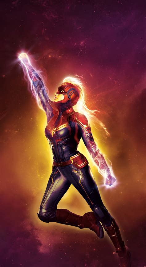 Download Wallpaper 1440x2630 Captain Marvel Glow Superpower Fan Art