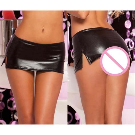 Sexy Wetlook Latex Pvc Skirt With G String Thong Women Pole Dancing